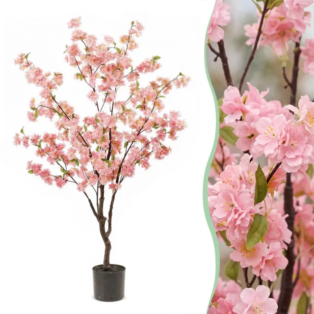 Green Boutiq Kunstplant - Prunus - Kersenbloesem - Roze - 135cm