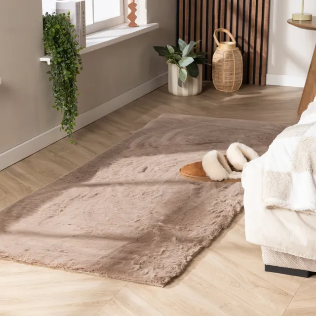 NATURL. Zachte Hoogpolige loper - Comfy Supreme Taupe - 80x200cm