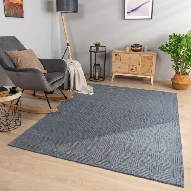 TT Home Woonkamertapijt eetkamer kortpolig geometrisch uiterlijk Skandi Boho effen kleuren 60 x 100 cm Rechthoek 60 x 100 cm Rechthoek antraciet