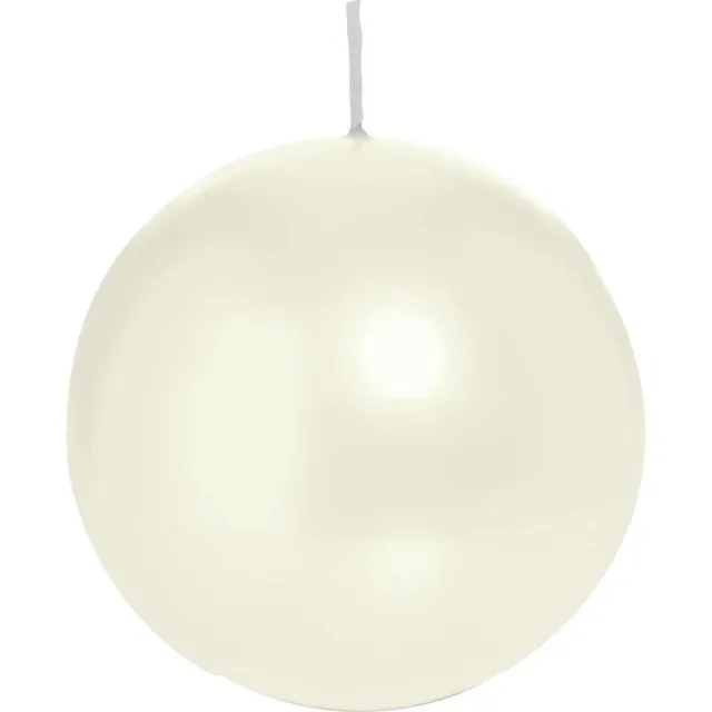 Trend Candles Bolkaars glad - 6x - parelmoer - 8 cm - 25 branduren - ronde kaarsen Wit