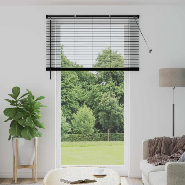 vidaXL Venetiaanse jaloezie Zwart 213 x 150 cm 25 mm PVC
