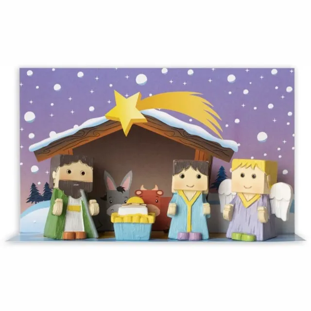 Famanu Kerststal van kunsthars, 4-delig, gemaakt in Italië, perfect voor kerstdecoratie Zwart