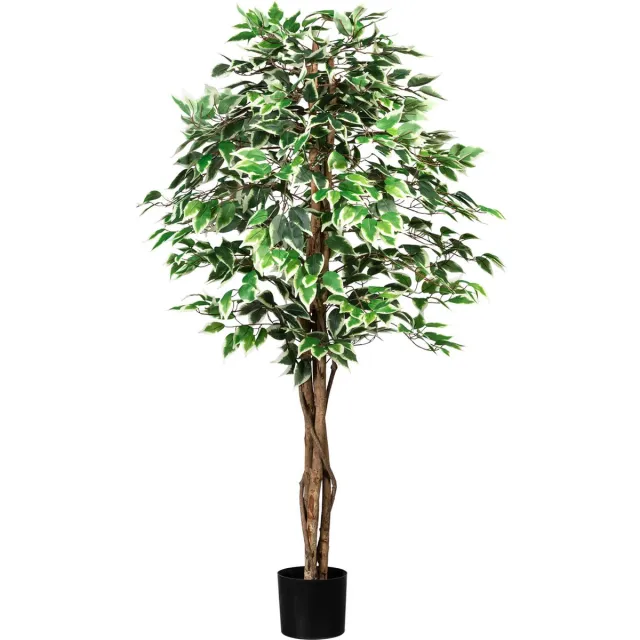 Kopu Kunstplant Ficus 150 cm - 840 groen/witte bladeren - Natuurstam