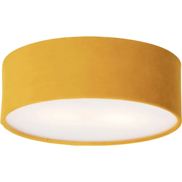QAZQA drum - Moderne Plafondlamp - 2 lichts - Ø 30 cm - Geel - Woonkamer | Slaapkamer | Keuken