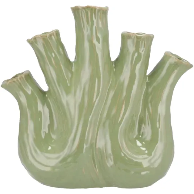 DK design Bloemenvaas Aglio Ovaal - vaas voor tulpen - groen - 36 x 17 cm - toetervaas Pistache groen
