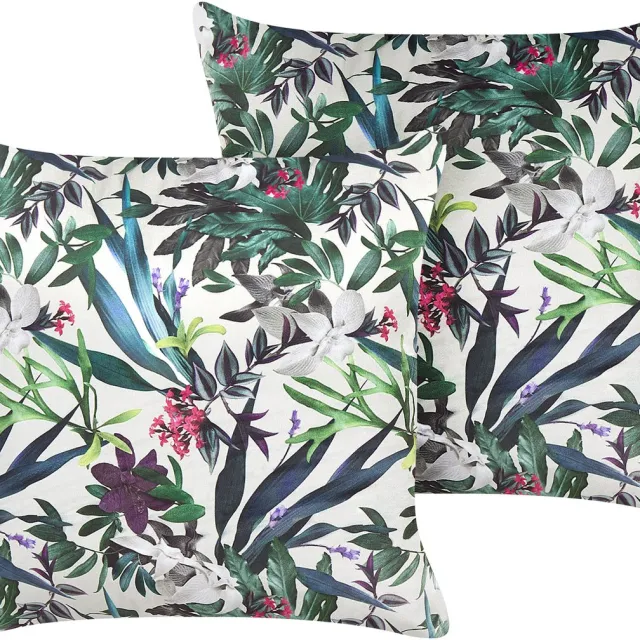 Beliani GASTERIA - Sierkussen set van 2 - Groen - 45 x 45 cm - Fluweel