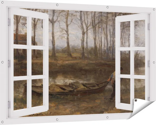 Gards Tuinposter Doorkijk De Zandschipper - Jozef Israëls - 150x100 cm - Tuindoek - Tuindecoratie - Wanddecoratie buiten - Tuinschilderij Wit