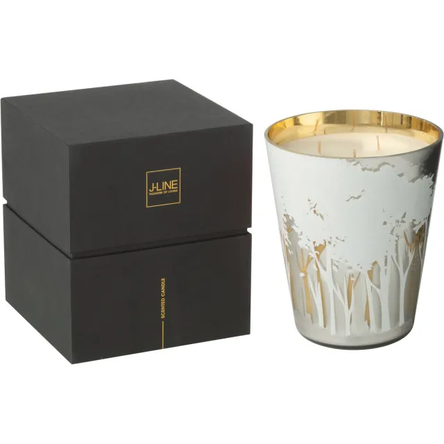 J-Line geurkaars Noa Bos - wit/goud - large - 95U
