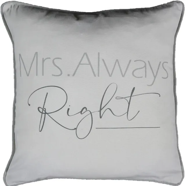 Mars & More Sierkussen - Organic Mrs Always Right - Beige - 45 Cm X 45 Cm Grijs