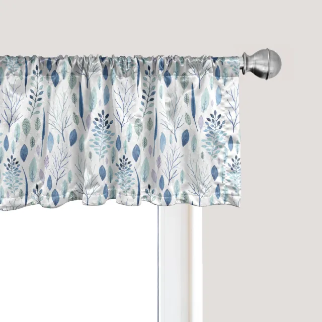 ABAKUHAUS Bladmotief Raamvalletje, Gordijnvalletje voor Keuken en Slaapkamer met Tunnelzoom, 137 cm x 30 cm, Wit Meerkleurig wit veelkleurig
