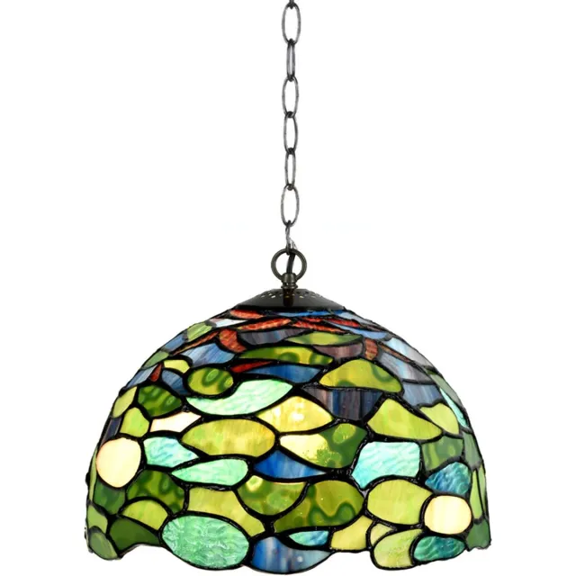 Coloured by Art Tiffany Hanglamp Hortensia - Art Deco Trade Lichtgroen
