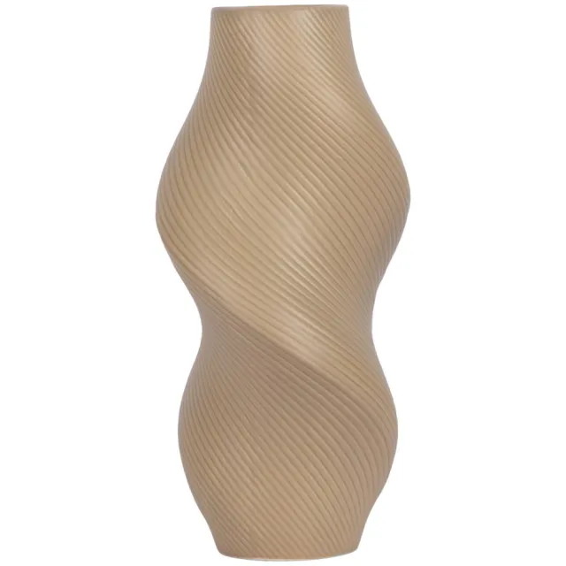 Present Time keramieken vaas Paris Twisted 14x28,5 cm - latte bruin