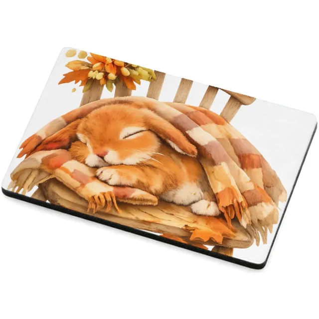 Mr Cadeautjes MDF magnetische fotolijst 7,5 x 5 - design Een uitgestrekte konijnendut onder een plaid op een houten s | cadeau Wit