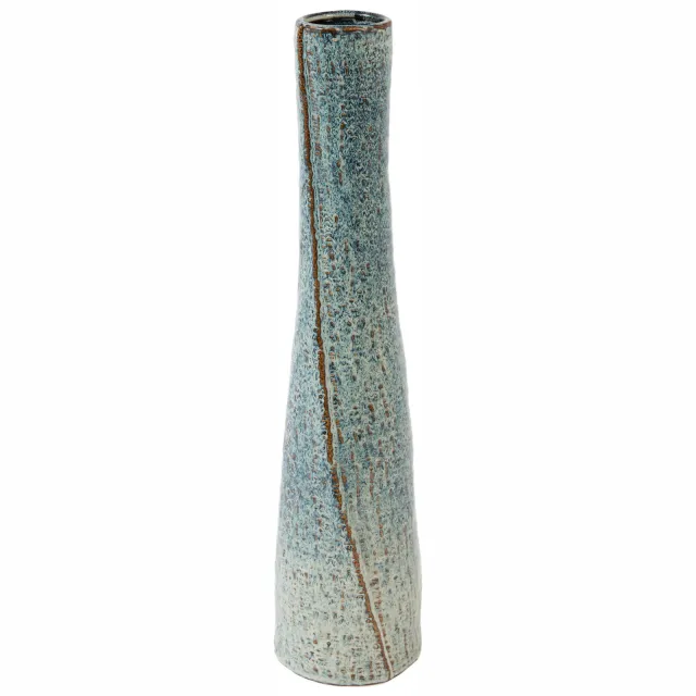 Light & Living keramieken vaas 11x45 cm - blauw/bruin