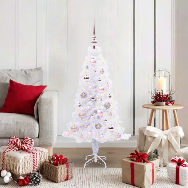 vidaXL Kunstkerstboom Wit 120 cm PVC en staal