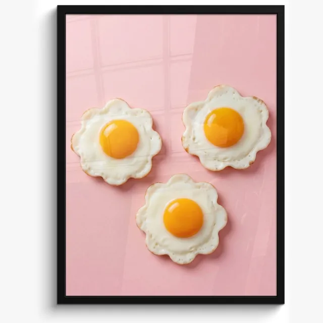 FrameYourWall Poster in lijst - Fotolijst 50x70 cm - Posters - Eieren - Bloem - Roze - Posterlijst zwart - Decoratie - Wanddecoratie woonkamer - Muurdecoratie slaapkamer
