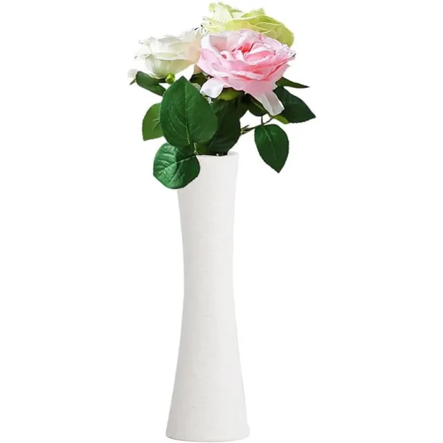 Cosensi Kleine keramische vaas voor enkele stengel bloemen | Decoratieve bloemenvaas voor bruiloft en woondecoratie | Wit - 20 cm Any