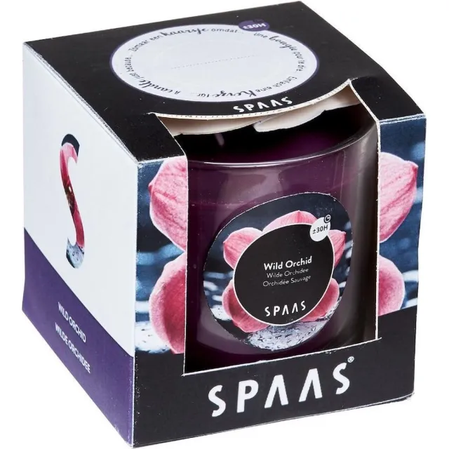 Spaas Geurkaars glas in doos 85x85 mm Wild Orchid paars