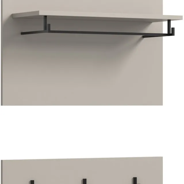 Furnilux Canu garderobepaneel 80 cm met kapstokhaken en kledingstang, Kasjmier Kaschmir