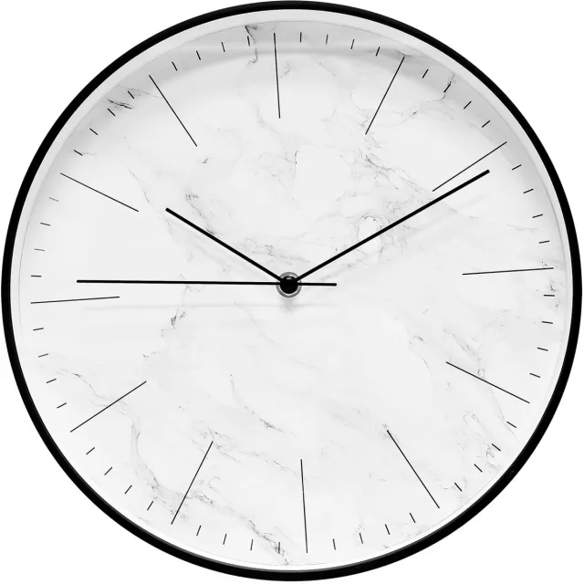 Technoline Kwarts wand klok, marmer design zwart Leer