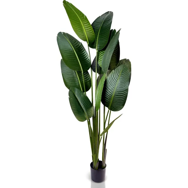 IvoQ Strelitzia Kunstplant 180 cm - Grote Paradijsvogelplant in Pot - Levensechte Kamerplant voor Binnen Groen