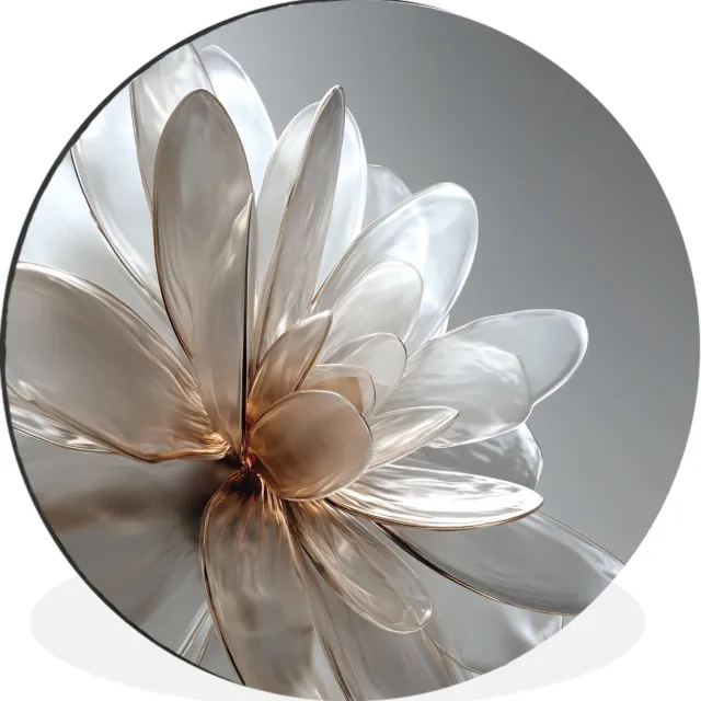 WallCircle Wandcirkel - Muurcirkel - Bloem - Wit - Neutraal - Aluminium - Dibond - 60x60 cm - Binnen en Buiten