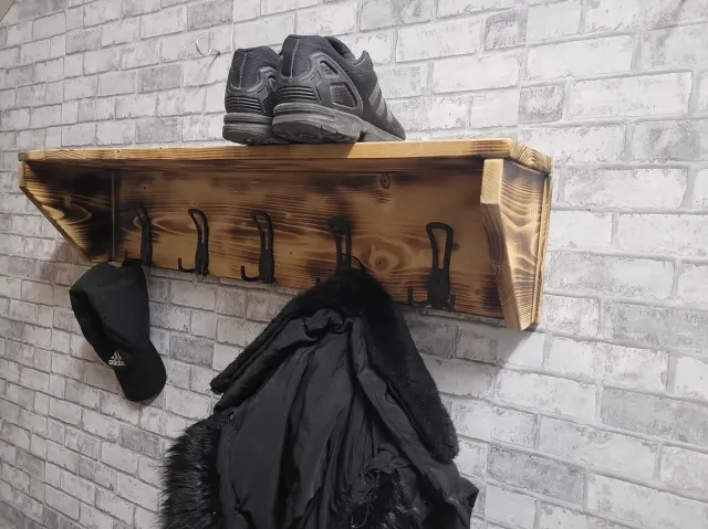 Style wood Kapstok- Steigerhout gebrande kleur