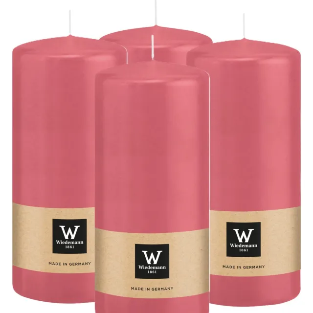 Wiedemann Cilinderkaars/stompkaars - 4x - roze - 15 x 7 cm - 63 branduren - zuilkaarsen