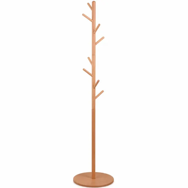 Livista Kapstok Staand – Houten Kapstok – met 8 Haken – Beukenhout – Staande kapstok – Garderoberek – 172 cm – Hout