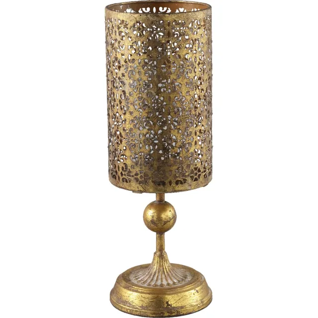 PTMD COLLECTION PTMD Celina metalen antiek goud windlicht kandelaar 48 cm - PTMD Celina iron antique gold candleholder round