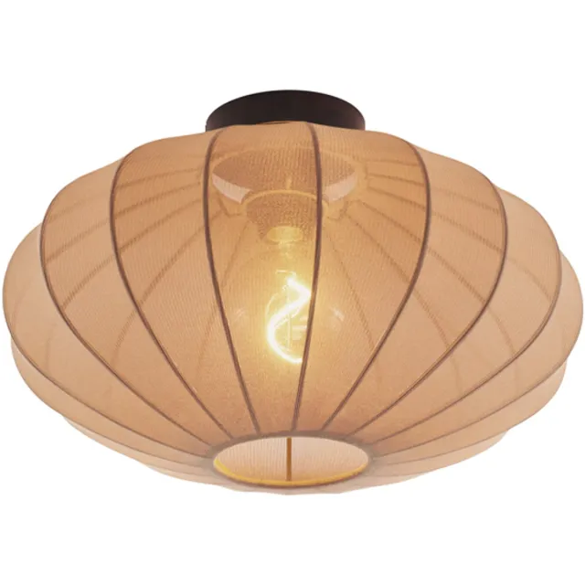 QAZQA bida - Design Plafondlamp met kap - 1 lichts - Ø 42 cm - Bruin - Woonkamer | Slaapkamer | Keuken