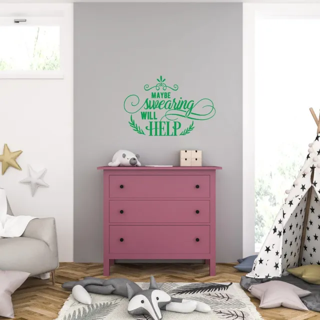 MC Living Muursticker - Maybe Swearing Will Help - 58 x 88 - Groen