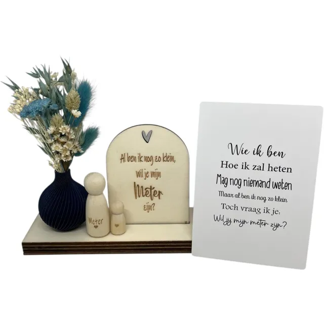 Stars 4 you Geschenkbox Wil jij mijn METER zijn? | blauw | wie ik ben | droogbloemen | meter vragen | meter worden | peettante vragen | peettante worden | cadeau | doosje met een vraag