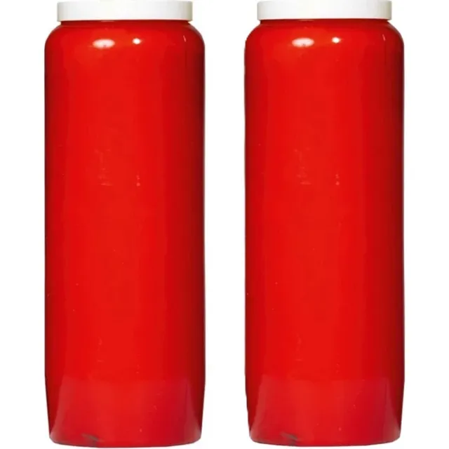 Enlightening Candles Enlighting candles grafkaars/gedenklicht - 2x - rood - 7 cm x 20 cm - 9 dagen - Noveenkaars - Gedenkkaars - Graflicht/herdenkingslicht