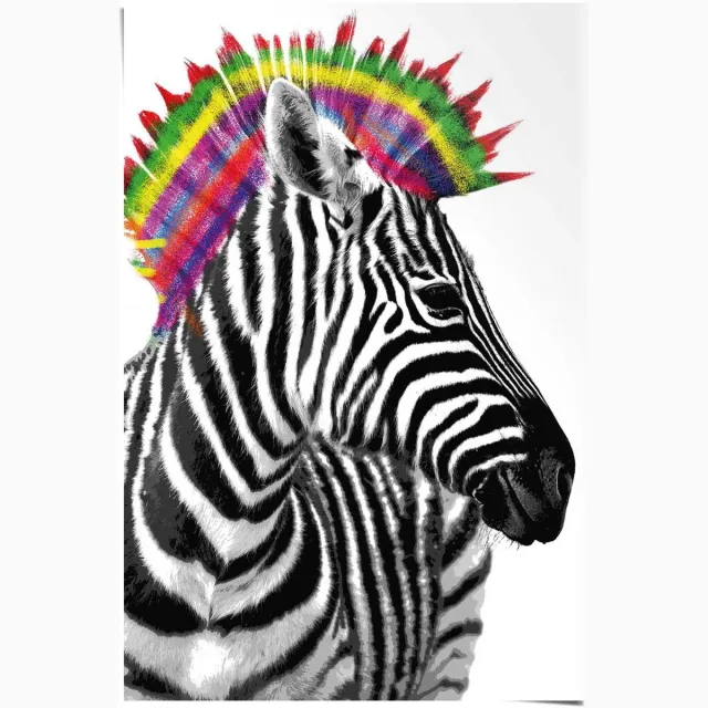 Reinders Poster Zebra punker - 91,5 x 61 - Papier - REINDERS zwart