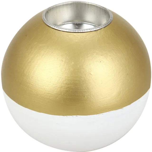 autour de minuit Houten kaarshouder in de vorm van een bol, Ø 10cm - goud