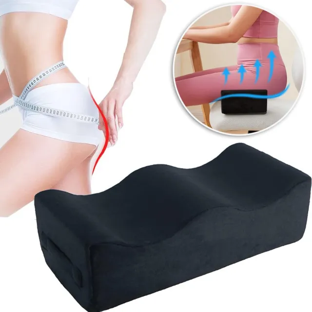 CHOOLY Hoogwaardig Traagschuim Zitkussen - Dubbel Gebogen Ergonomische Ondersteuning Antislip Onderkant Afneembare Ademende Hoes - Perfect Voor Langdurig Zitten En Studeren - Zwart