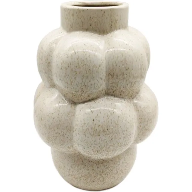 homebound by ky Aardewerk vaas bubbles beige | 17,5x17,5x25cm | bloemenvaas aardewerk Off-white