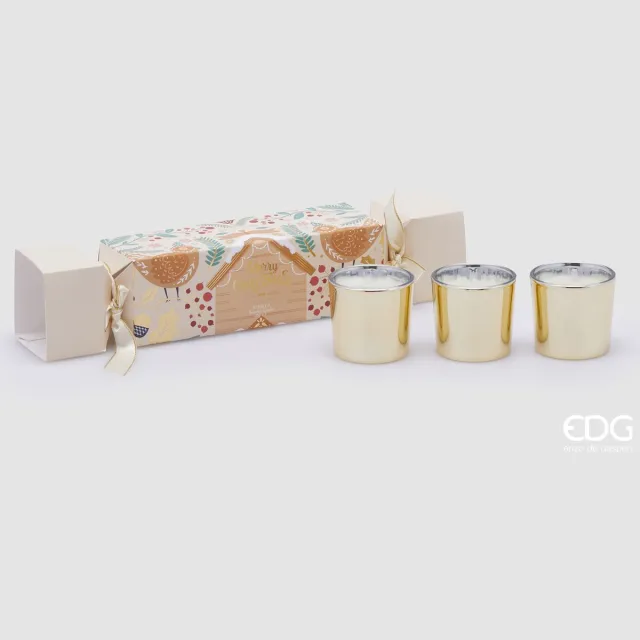 Enzo De gasperi - EDG EDG - Enzo De Gasperi - Giftset van 3 vrolijke geurkaarsjes Vanille H5cm wit