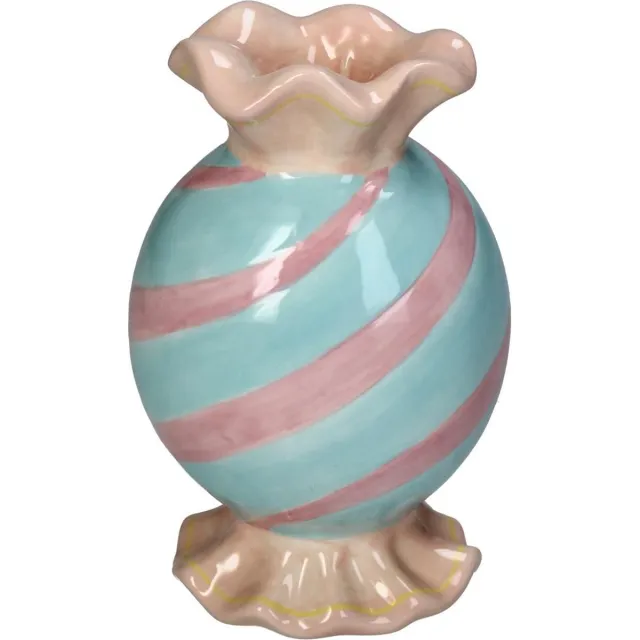 Candy Kandelaar - Snoep Kandelaar - Decoratie - Living - Kandelaar - Voor Kaarsen - Voorjaar - Zomer - Keramiek - 10 x 9 x 17 cm Lichtblauw