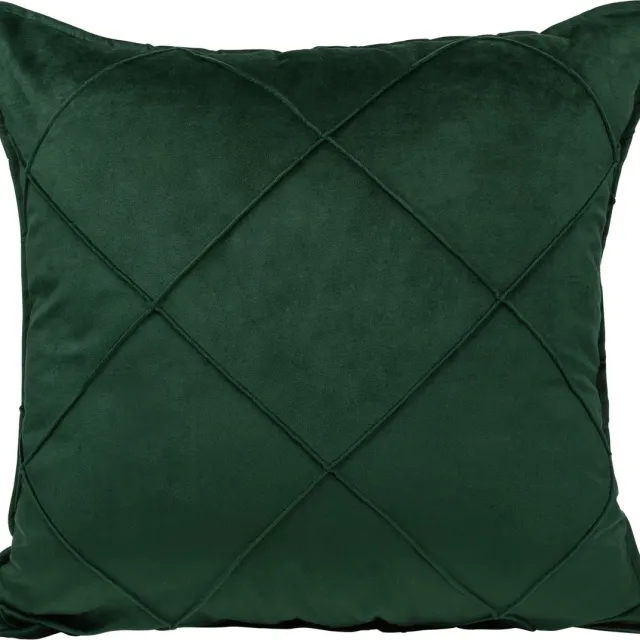 QUVIO Sierkussen geruit - Gevuld - Sierkussens voor binnen - kussentjes bank - Kussentjes - Sierkussens vierkant - Gevulde sierkussens - Sierkussens donkergroen - Figuren sierkussens - Sierkussens - 50 x 50 cm - Fluweel - Donkergroen