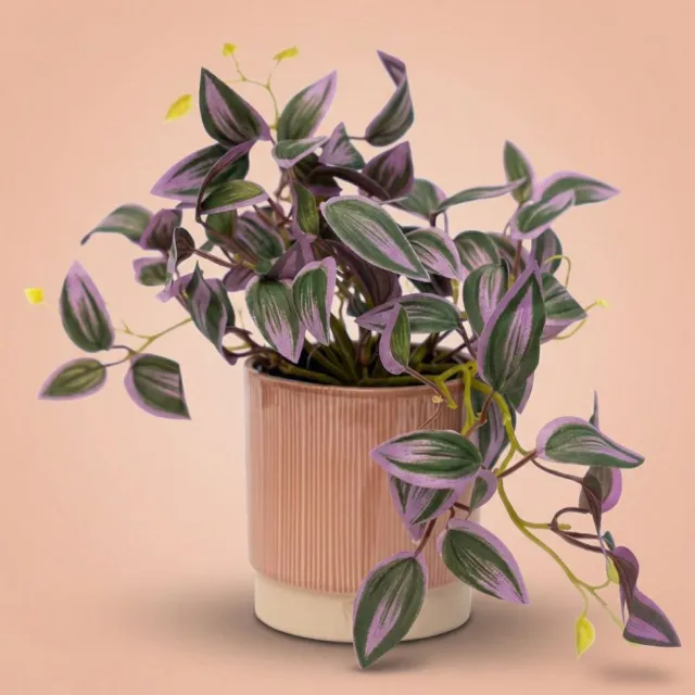 Emerald Tradescantia - hangplant in pot - kunstplant- Groen/paars - ↑ 19 cm Multi