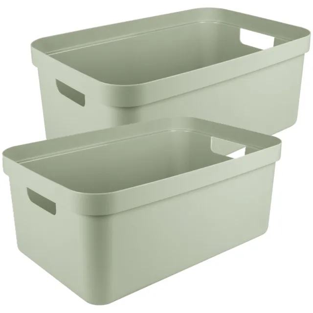 Sunware opbergbox Sigma - 2x - kunststof - 45 liter - lichtgroen - opberg dozen/bakken - opbergers - 39 x 59 x 24 cm