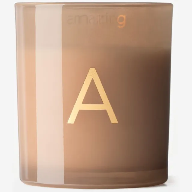 HEMA Kaars in glas ⌀8x9cm letter A (taupe)