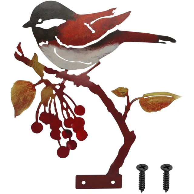 longziming Metalen vogel – Tuindecoratie buiten – Metalen Ringmussen Tuindecoratie – Metalen Vogel Tuindecoratie met Roestafwerking – Rustieke Tuinornament Vogel – Weerbestendig IJzer – voor Thuis Balkon Tuin Bruin