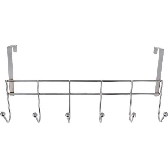 TechTec Metalen Deur Kapstok Met 6 Haken - Compact - RVS - Kapstok Voor Aan Deur - Zilver