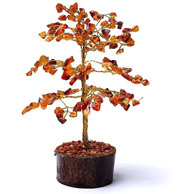 Phoenix Import Edelsteenboom - Carneool - Aardend - ong. 18 cm - Luxe decoratie oranje