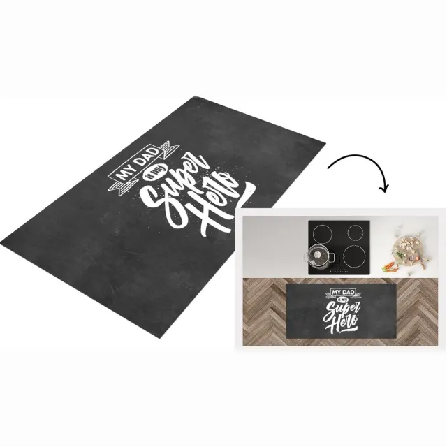 KitchenYeah Keukenloper - Loper keuken - Vaderdag - Cadeau man - Quote - My dad is my superhero - Spreuken - Keukenloper vinyl multicolor