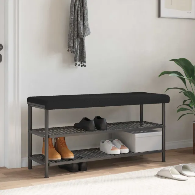 vidaXL Bankkussen Sherpa Stof Zwart Diepte 35 cm