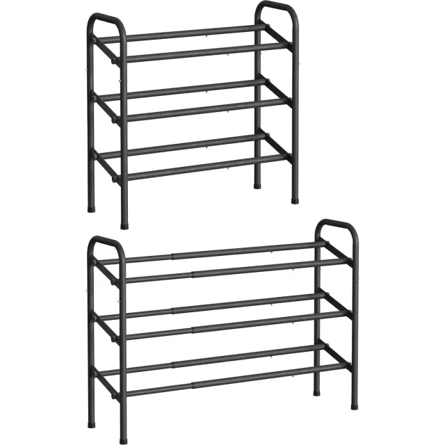 Songmics Schoenenrek - Schoenenrek met 3 Lagen - Verstelbaar Metalen Rek - Voor Hal en Garderobe Inktzwart